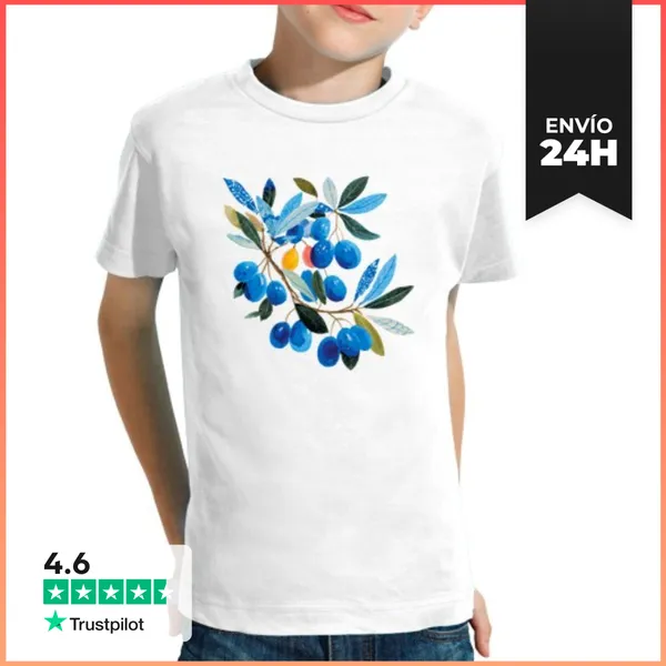 Camiseta Clásica Para Niños Rama De Aceitunas Azules LaTostadora