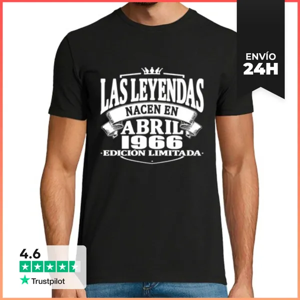 Camiseta Hombre Clásica Las Leyendas Nacen En Abril 1966