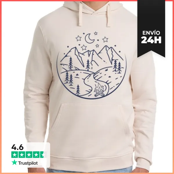 Sudadera Unisex Con Capucha CAMPING NOCHE MONTAÑAS BOSQUE