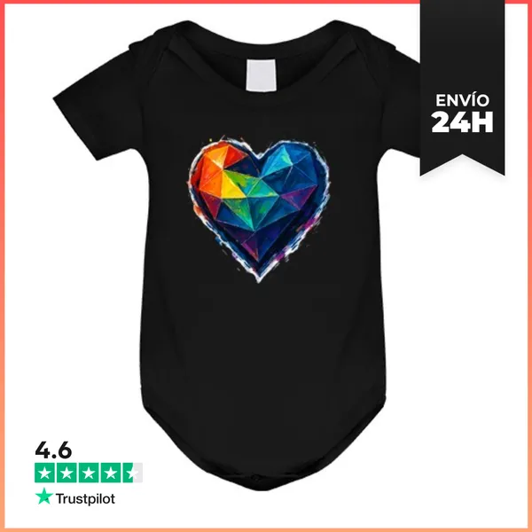 Body Bebé Amor - Amor - San Valentín - Corazón Low Poly