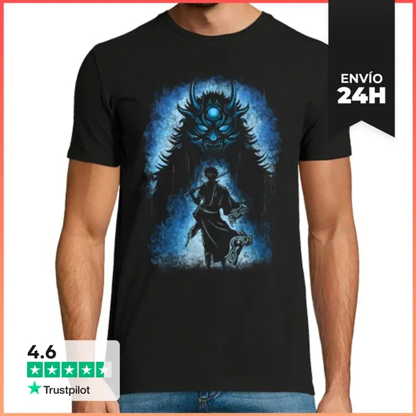 Camiseta Hombre Clásica Ginebra Samurái Demonio Blanco