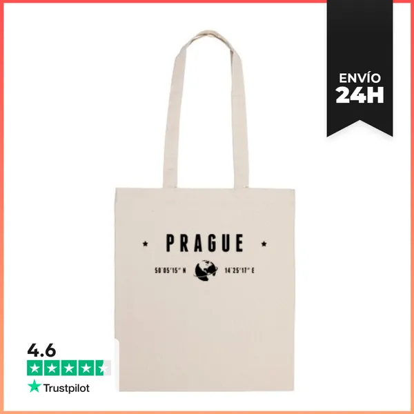 Bolsa De Tela Texto De Praga En Negro Coordenadas Geográficas Y