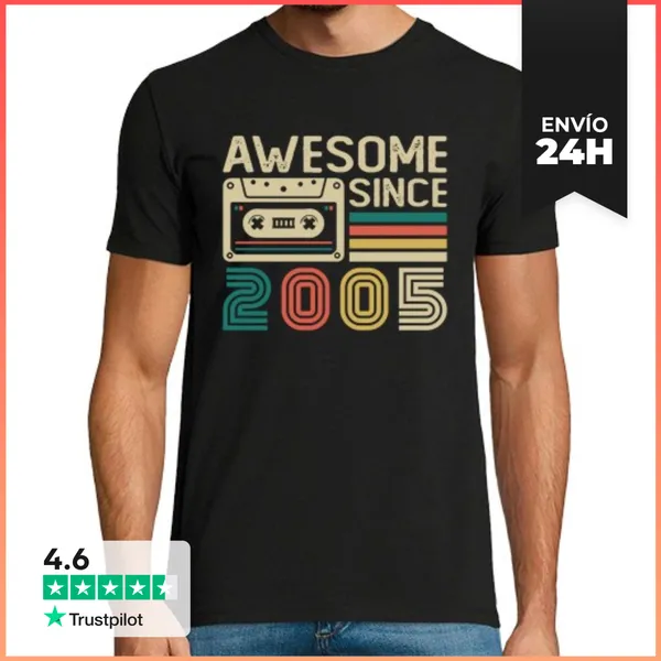 Camiseta Hombre Clásica 20 Años 2005 Vintage Regalo Cumpleaños