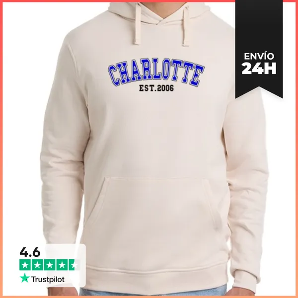 Sudadera Unisex Con Capucha Charlotte Est 2006 LaTostadora