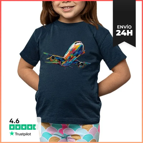 Camiseta Clásica Para Niños Avión Multicolor LaTostadora
