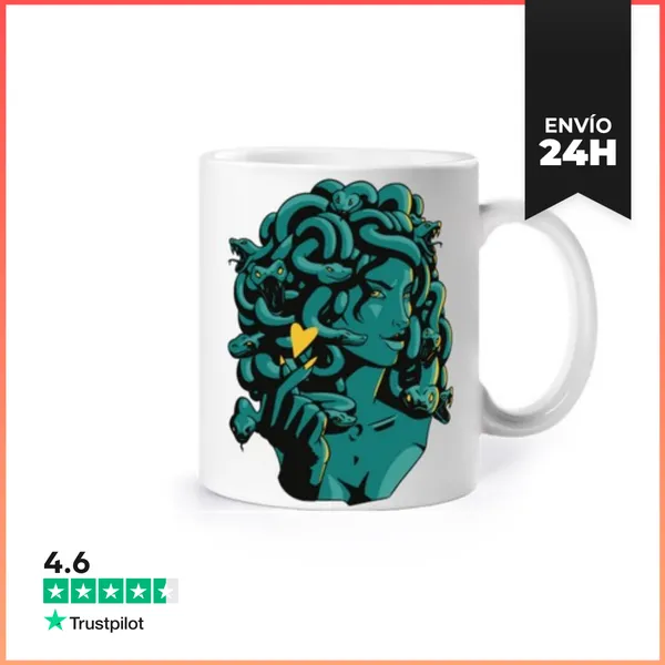Taza Medusa Verde Gorgona Petrificada Estilo Personalizable Moda