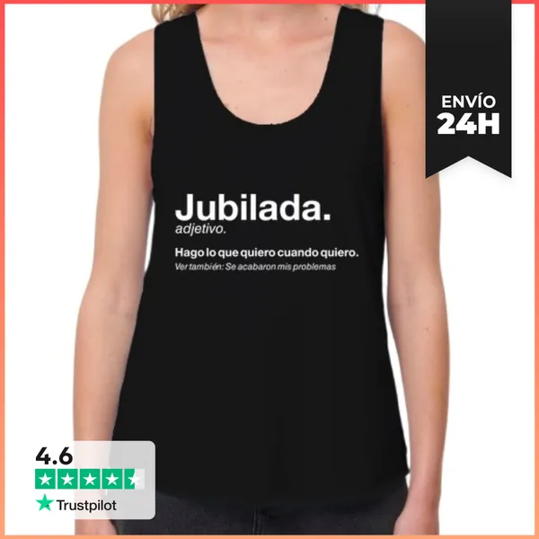 Camiseta Mujer Sin Mangas, Loose Fit Jubilada Retirada