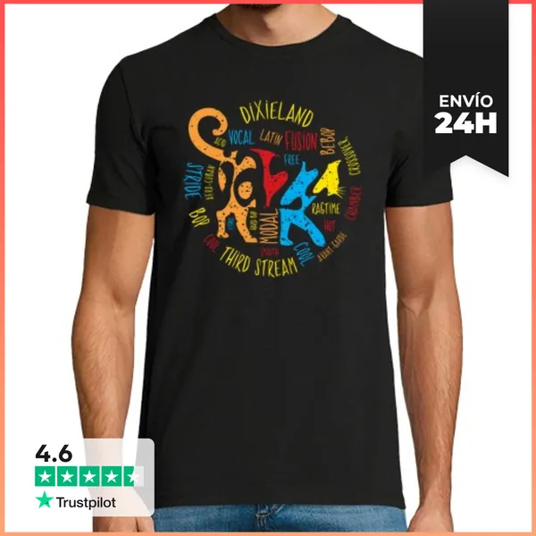 Camiseta Hombre Clásica Gato De Jazz Colorido LaTostadora
