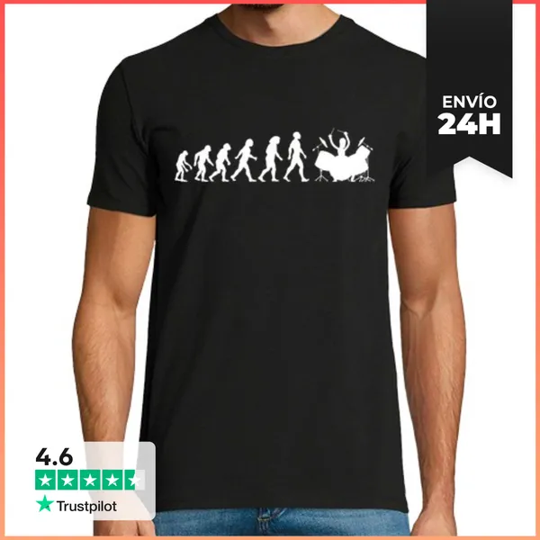 Camiseta Hombre Clásica Batería Baquetas Rock Baterista Evoluci