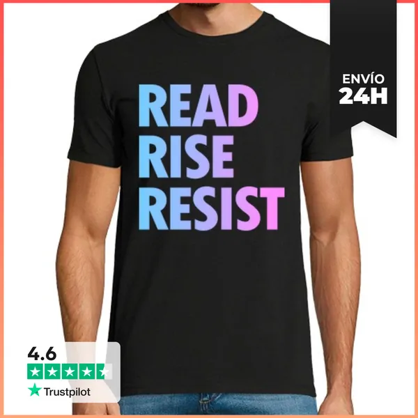 Camiseta Hombre Clásica Leer Subir Resistir - Libros De Amor