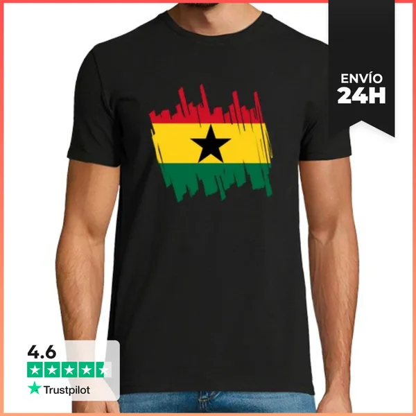 Camiseta Hombre Clásica Bandera Ghana LaTostadora