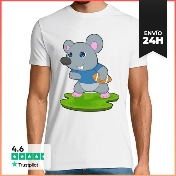 Camiseta Hombre Clásica Ratón Fútbol Americano Deportes