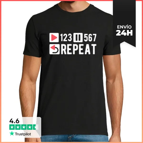 Camiseta Hombre Clásica Baile Latino Salsa 123 567 Repetir Baile