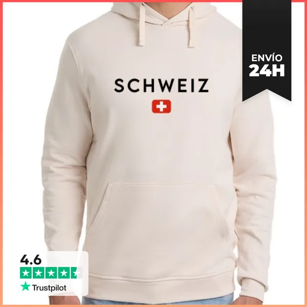 Sudadera Unisex Con Capucha Diseño Minimalista Suiza, Bandera