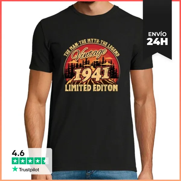 Camiseta Hombre Clásica Vintage 1941 Edición Limitada El Hombre