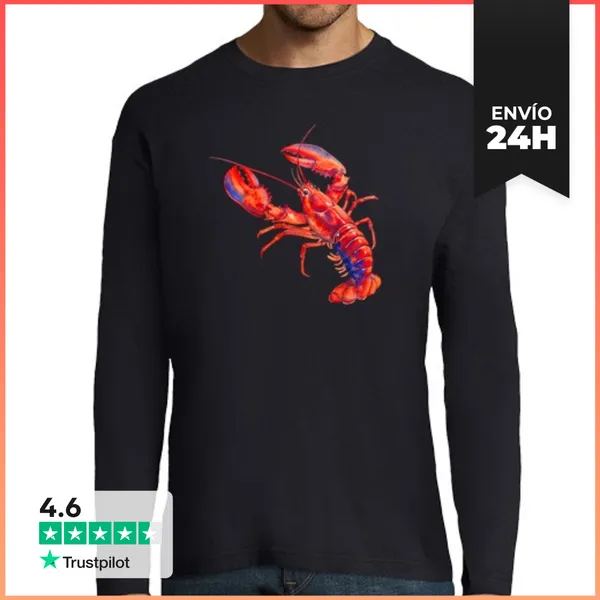 Camiseta Hombre Manga Larga Langosta LaTostadora
