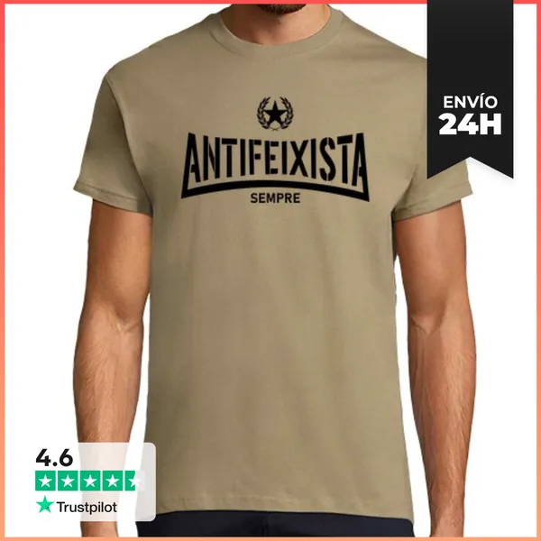Camiseta Hombre Clásica Camiseta Caki H - Antifeixista Sempre