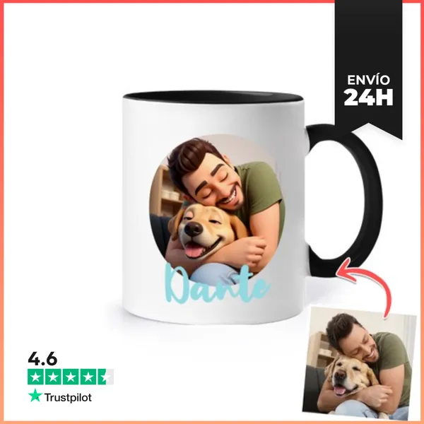 Taza De Colores Efecto Animación 3D Dog Father Coffee Lover Foto