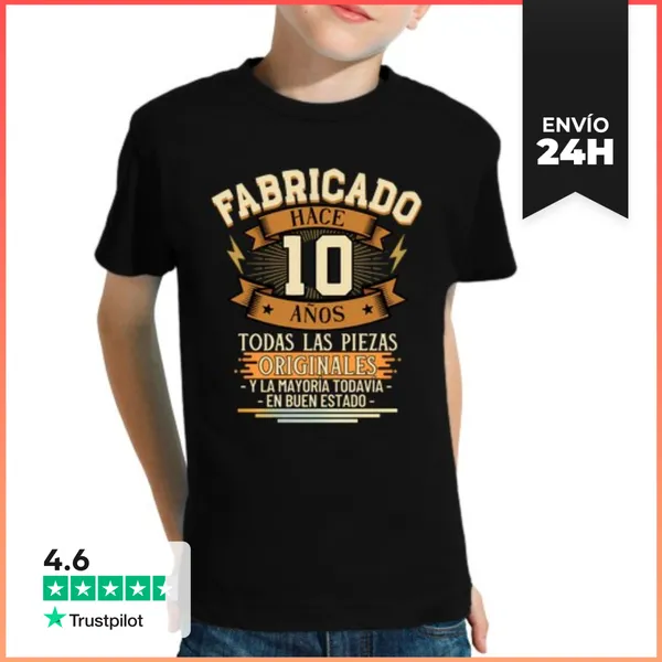 Camiseta Clásica Para Niños Fabricado Hace 10 Años Todas Las