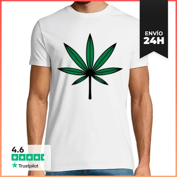 Camiseta Hombre Clásica Hoja De Cáñamo De Cannabis Marihuana