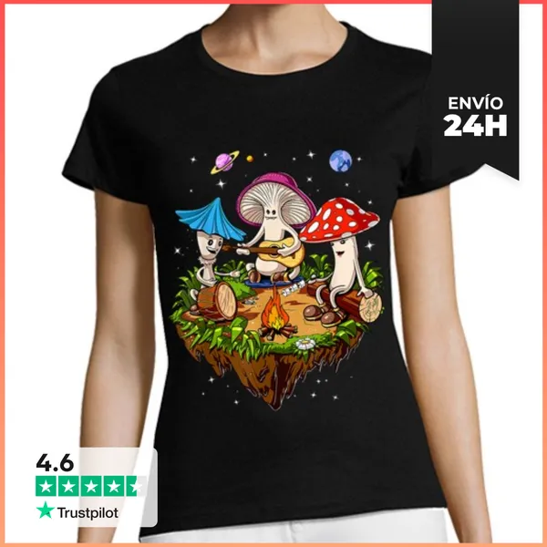 Camiseta Mujer Clásica Bosque De Setas Bosque De Setas Puro