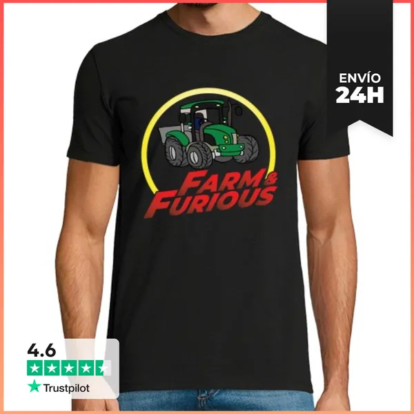 Camiseta Hombre Clásica Granja Y Furioso - Humor Tractor