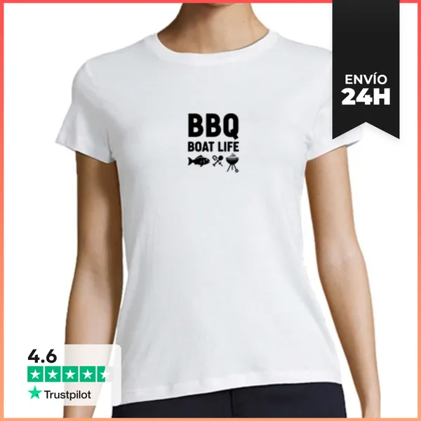 Camiseta Mujer Clásica Vida En Barco De Barbacoa Pez Espátula