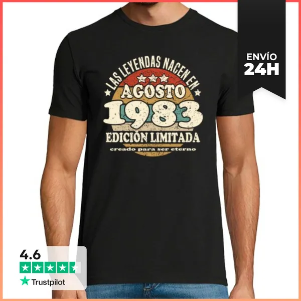 Camiseta Hombre Clásica Las Leyendas Nacen En Agosto 1983