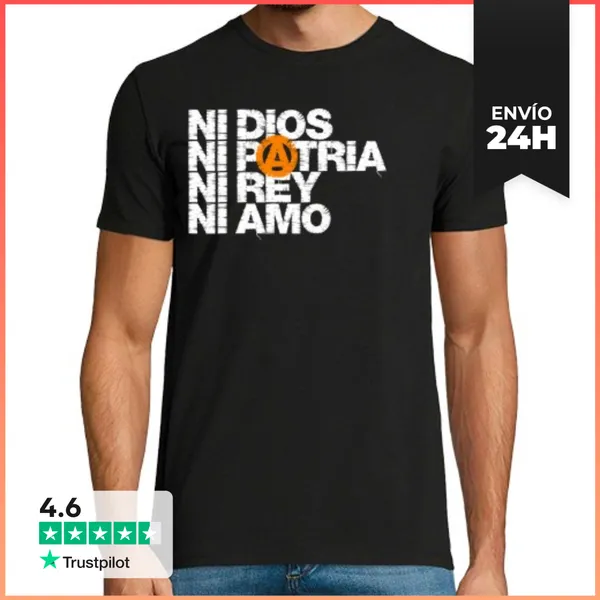 Camiseta Hombre Clásica Ni Dios Patria Rey Amo Letra Blanca