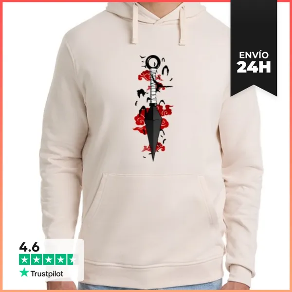 Sudadera Unisex Con Capucha Nube Roja Kunai LaTostadora
