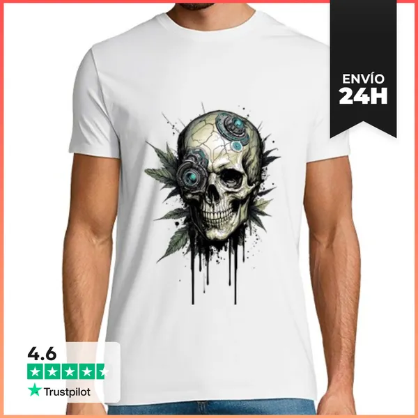 Camiseta Hombre Clásica Calavera Futurista 47 LaTostadora