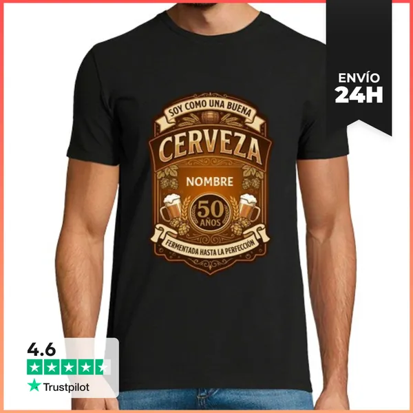 Camiseta Hombre Clásica 50 Años Como Una Buena Cerveza