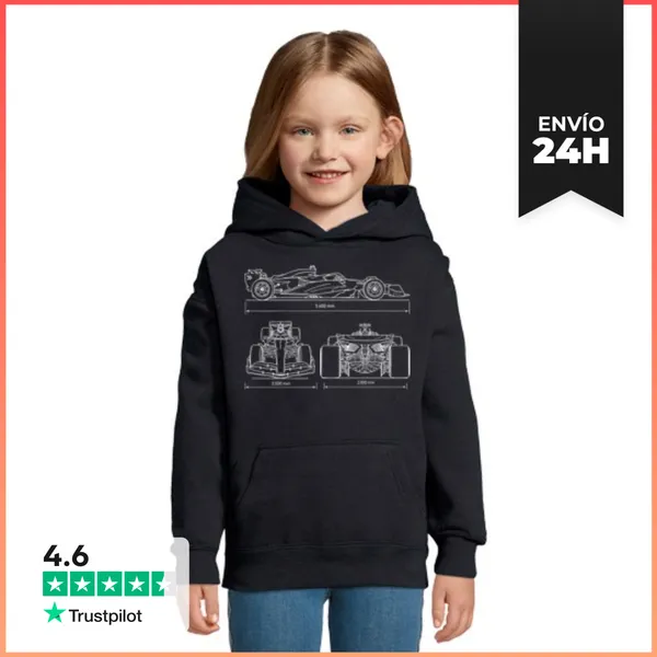 Sudadera Para Niños Con Capucha F1 SILUETA COCHE INGENIERO GRAN