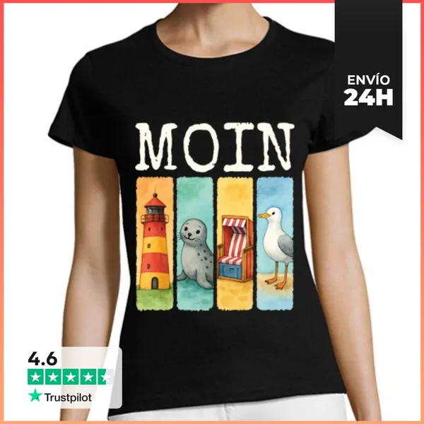 Camiseta Mujer Clásica Moin Silla De Playa Seal Gaviota Costa