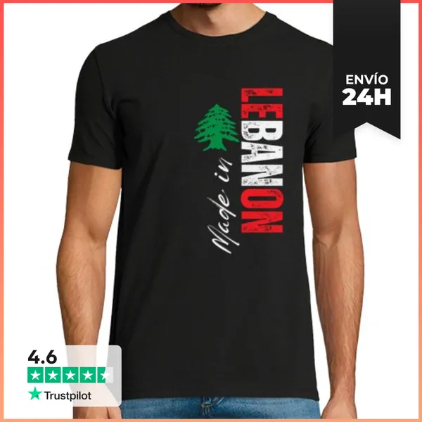 Camiseta Hombre Clásica Hecho En Líbano, Amo Líbano LaTostadora