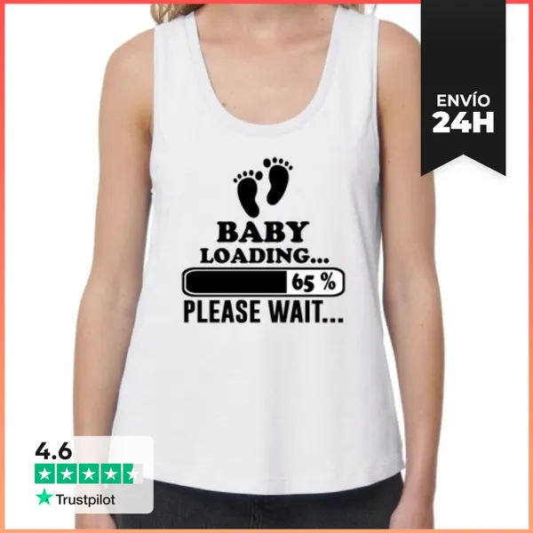 Camiseta Mujer Sin Mangas, Loose Fit Cargando Bebé Por Favor