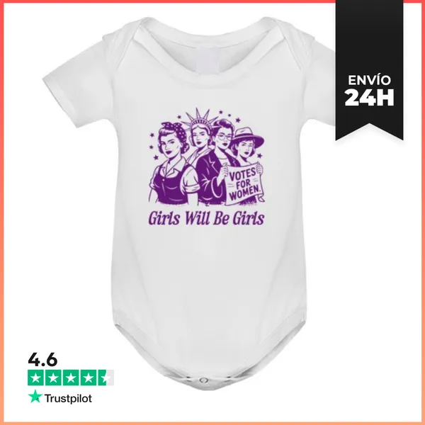 Body Bebé GIRLS WILL BE GIRLS VOTES FOR WOMEN LaTostadora