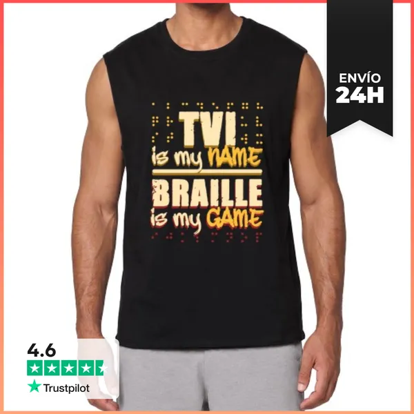 Camiseta Sin Mangas Maestra De Braille Ciega Tvi Es Mi Nomb