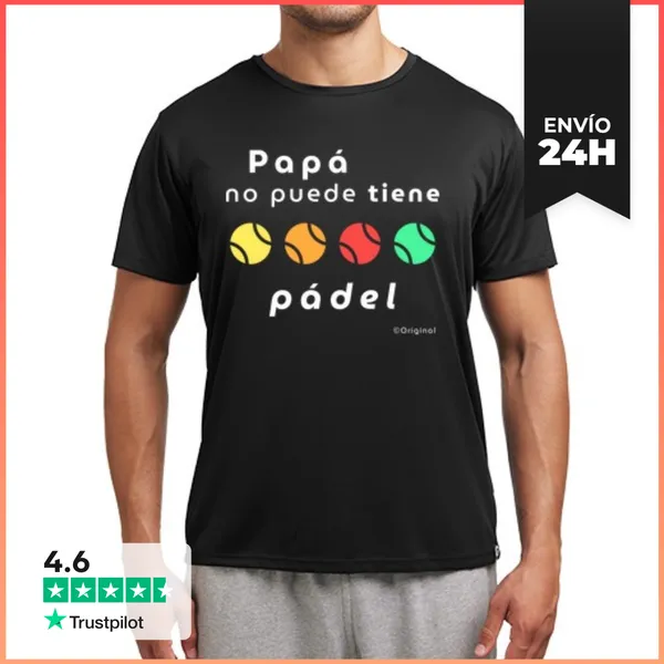 Camiseta Deportiva Hombre Papá No Puede Tiene Pádel Regalos Día
