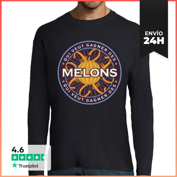 Camiseta Hombre Manga Larga Quién Quiere Ganar Melones - Logo