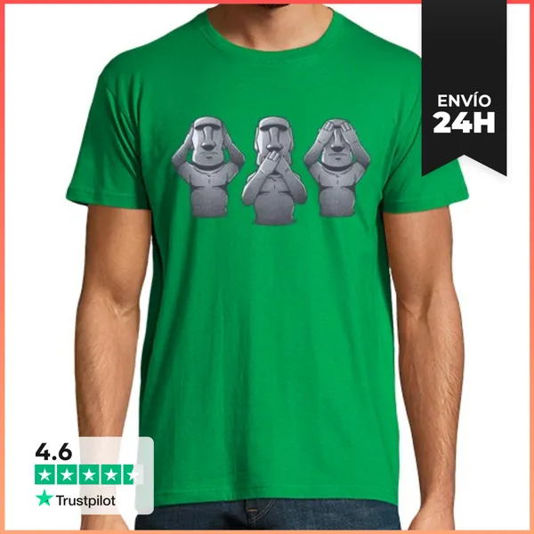 Camiseta Hombre Clásica 3 Wise Moais LaTostadora