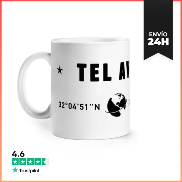Taza Tel Aviv Coordenadas GPS Estilo Urbano LaTostadora