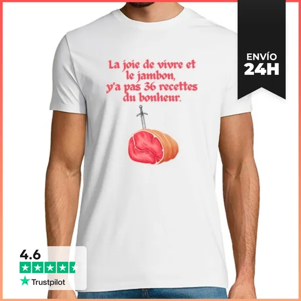 Camiseta Hombre Clásica Alegría De Vivir Y Jamón LaTostadora