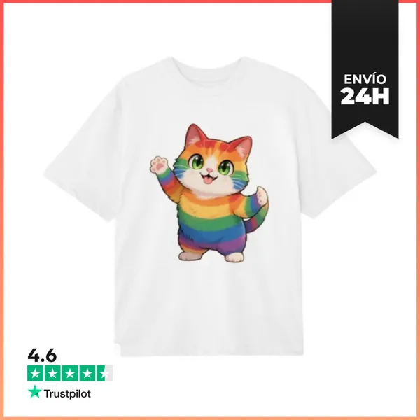Camiseta Oversize Gatito, Lgbt, Gato Rojo, Barrio Gay, Tallas