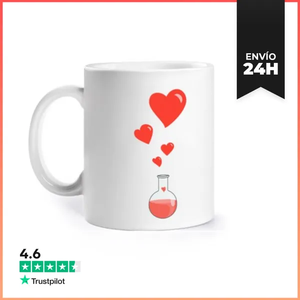 Taza Química De Amor Frasco De Corazones Gee LaTostadora