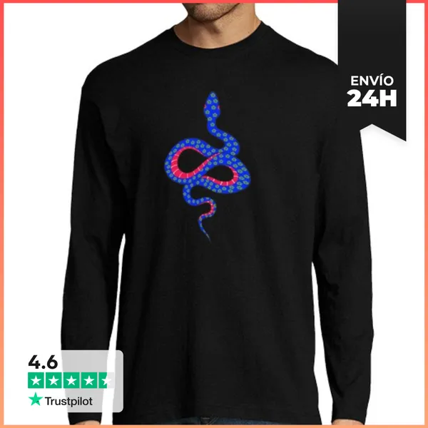 Camiseta Hombre Manga Larga Serpiente Flor LaTostadora