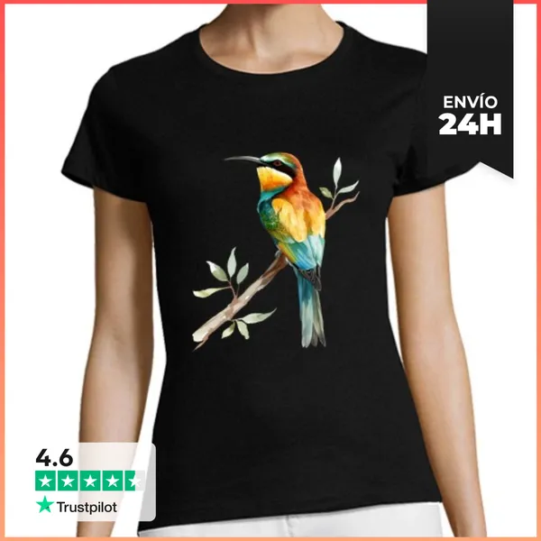 Camiseta Mujer Clásica Pájaro Abejaruco LaTostadora