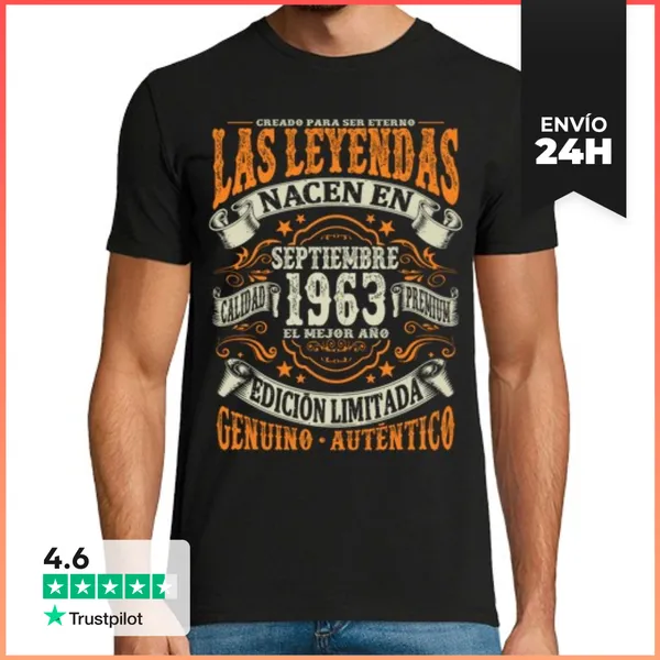Camiseta Hombre Clásica Leyenda De Septiembre De 1963 - 60 Años