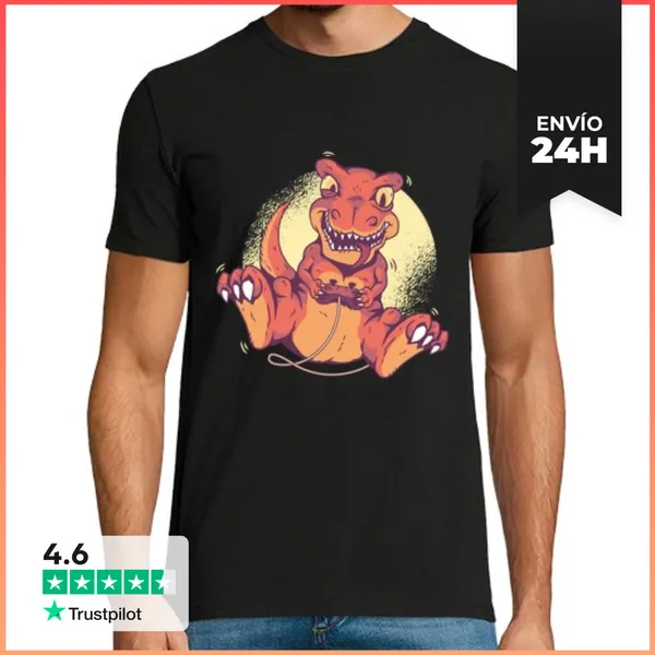 Camiseta Hombre Clásica Videojuegos Dino Rex Lindo Regalo De Ju