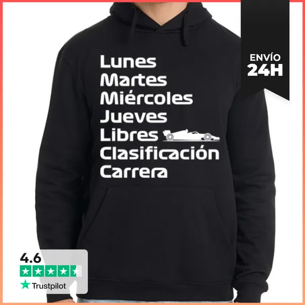 Sudadera Unisex Con Capucha F1 SEMANA LIBRES CLASIFICACIÓN